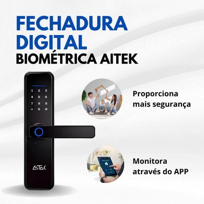 Imagem de Fechadura Digital Inteligente com Sistema de Alarme Desbloqueio Biometria Senha e Cartão de Acesso