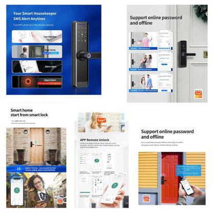 Fechadura Digital Inteligente Tuya Zigbee Smart Lock RF433 A270 Shark Blue Imagem de Fechadura Digital Inteligente Tuya Zigbee Smart Lock RF433 A270 Shark Blue