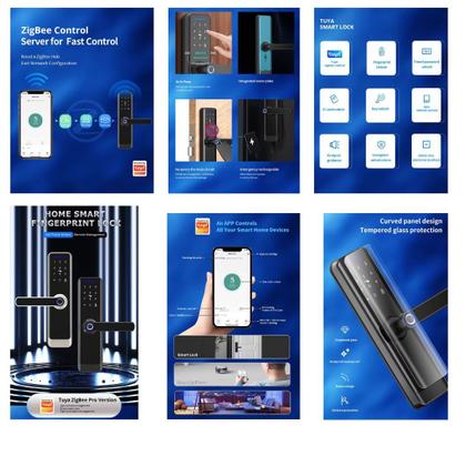Fechadura Digital Inteligente Tuya Zigbee Smart Lock RF433 A270 Shark Blue Imagem de Fechadura Digital Inteligente Tuya Zigbee Smart Lock RF433 A270 Shark Blue