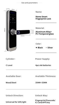 Fechadura Digital Inteligente Tuya Zigbee Smart Lock RF433 A270 Shark Blue Imagem de Fechadura Digital Inteligente Tuya Zigbee Smart Lock RF433 A270 Shark Blue