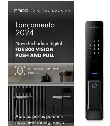 Imagem de Fechadura Digital Pado Reconhecimento Facial Fde-800 Vision