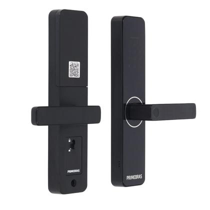 Imagem de Fechadura Digital Rio Smart Wifi de embutir Eletrônica Inteligente com Biometria, Tags e Cartão Preta Primebras