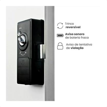 Imagem de Fechadura Digital SL140B Biometria De Sobrepor Preta Papaiz 