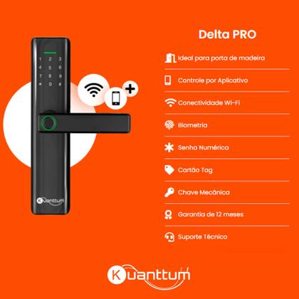 Imagem de Fechadura Digital Smart Eletronica Biometrica Touch Com App Tuya Wi-Fi Kuanttum Delta PRO