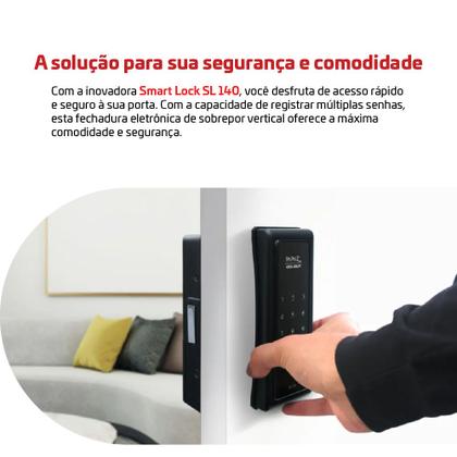 Imagem de Fechadura Digital Touch Screen Sobrepor Preta Com Senha Sl140