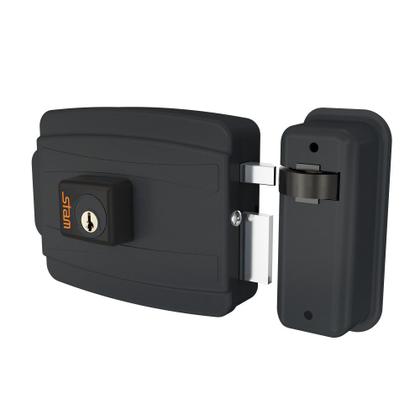 Imagem de Fechadura Elétrica 80mm Abre Para Dentro Preto Fosco - Stam