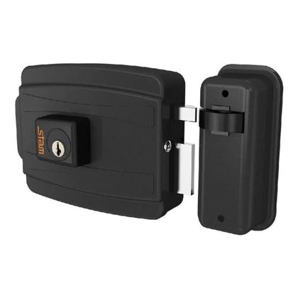 Imagem de Fechadura Elétrica 80mm Abre Para Fora Preto Fosco - Stam