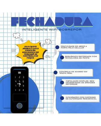 Imagem de Fechadura Elétrica Digital Wi-Fi WEG Home Sobrepor