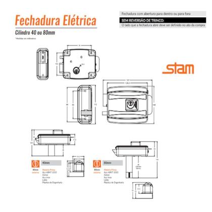 Imagem de Fechadura elétrica grafite 40mm Stam