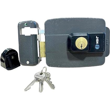 Imagem de Fechadura Eletrica Hdl C-90 Dupla Fixa 12V. Cinza