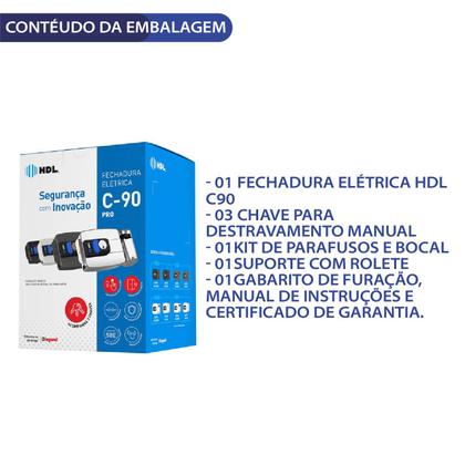 Imagem de Fechadura eletrica hdl c-90 pro - abertura para fora aj botao inox