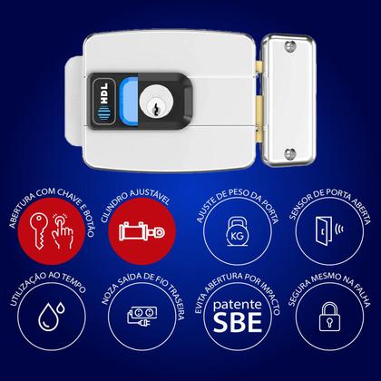 Imagem de Fechadura eletrica hdl c-90 pro - abertura para fora aj botao inox