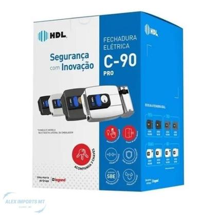 Imagem de Fechadura Eletrica Hdl C90 Dupla Botao Interno De Portaria