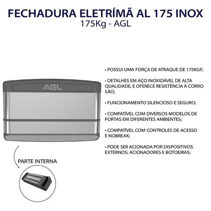 Imagem de Fechadura eletroima agl al175 inox