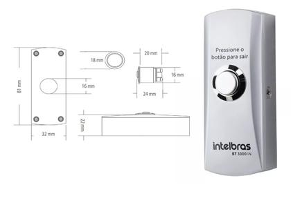 Imagem de Fechadura Eletroímã Intelbras Magnetica E 1 Botoeira Bt 3000 Prata