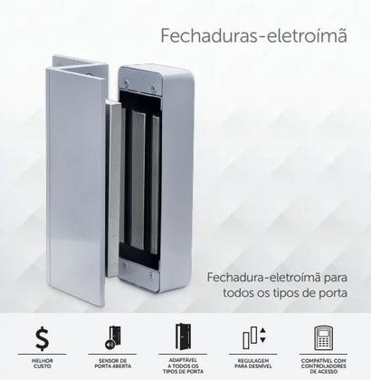 Imagem de Fechadura Eletroímã Intelbras Magnetica E 2 Botoeira Bt 3000 Prata