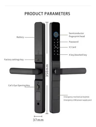 Imagem de Fechadura Eletrônica À Prova Dágua Tuya Wifi Porta Aluminio Jwcom