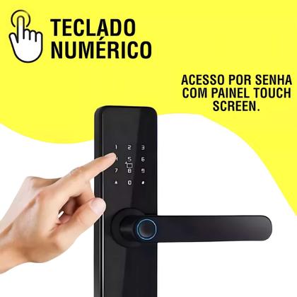 Imagem de Fechadura eletrônica biométrica inteligente touch com controle via aplicativo remoto
