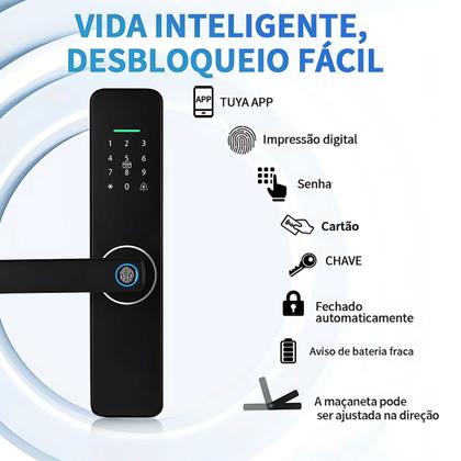 Imagem de Fechadura eletrônica biométrica inteligente touch com controle via aplicativo remoto