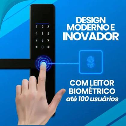 Imagem de Fechadura Eletrônica com Trava Automática e Leitor Biométrico Pronto Estoque