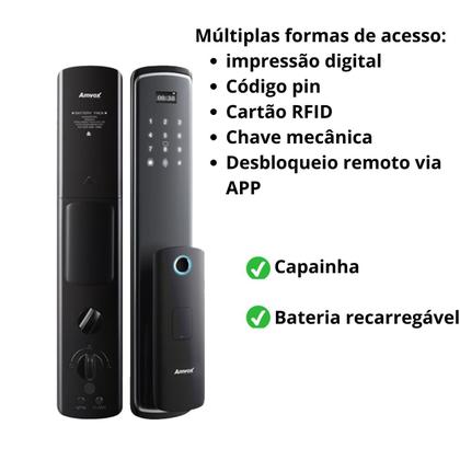 Imagem de Fechadura Eletrônica Digital AFC 2000 Amvox Conexão Wi-fi Biometria