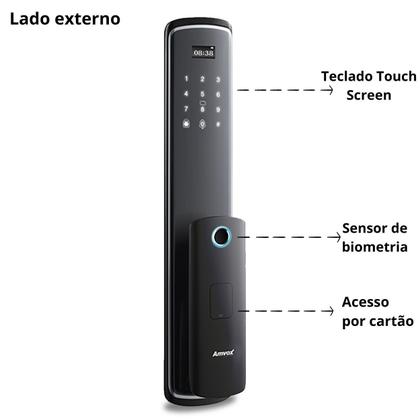Imagem de Fechadura Eletrônica Digital AFC 2000 Amvox Conexão Wi-fi Biometria