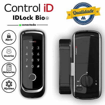 Imagem de fechadura eletronica digital porta madeira portão biometrica interna externa sobrepor control id