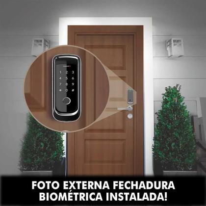 Imagem de fechadura eletronica digital porta madeira portão biometrica interna externa sobrepor control id