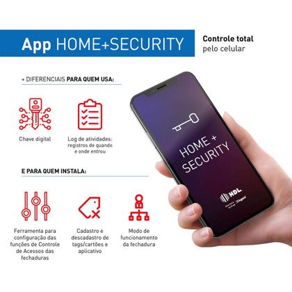 Imagem de Fechadura Eletrônica Portão HDL Com Tag RFID App Bluetooth Cilindro Ajustável 31-87mm