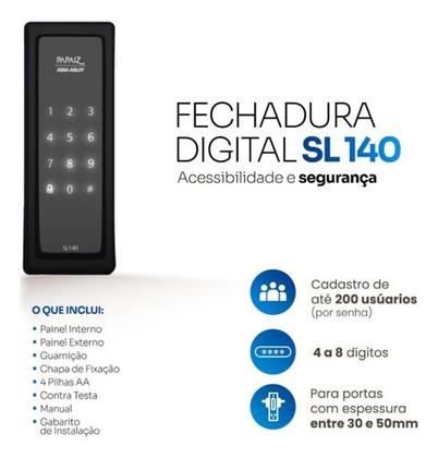 Imagem de Fechadura Eletrônica SmartLock SL 140 Preto Sobrepor