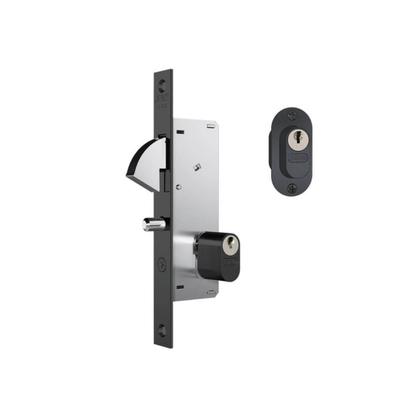 Imagem de Fechadura Em Preto Fosco Com Cilindro Oval Para Porta de Correr 901 Stam