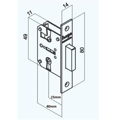 Imagem de Fechadura Embutir Para Móveis Chave Colonial 2020/25 CH 2036