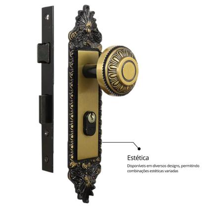 Imagem de Fechadura Externa Espelho Aço 40mm Mgm Colonial