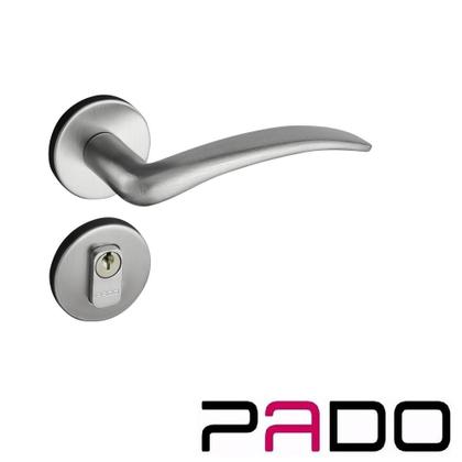 Imagem de Fechadura Externa Pado Classic 40mm Roseta Cromada Acetinada