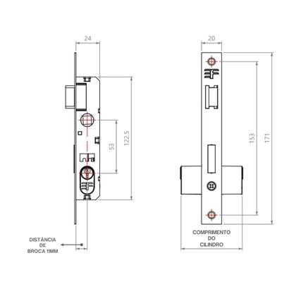 Imagem de Fechadura Externa Perfil Estreito Cromado 3f
