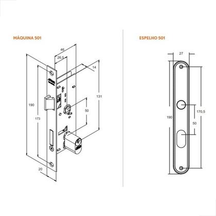 Imagem de Fechadura Externa Perfil Metalico 501-502/33 Inox Da Stam