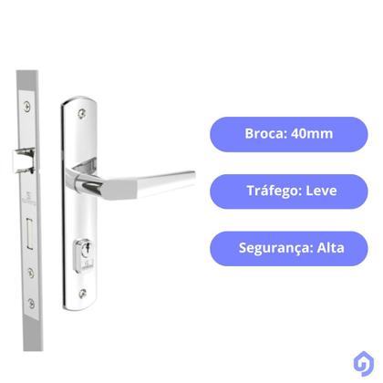 Imagem de Fechadura Externa Popline Espelho Cromado Reto