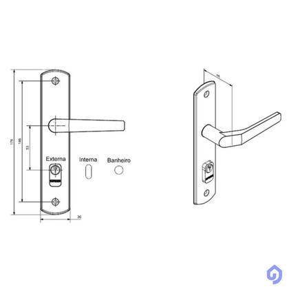 Imagem de Fechadura Externa Popline Espelho Cromado Reto
