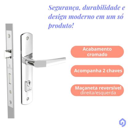Imagem de Fechadura Externa Popline Espelho Cromado Reto