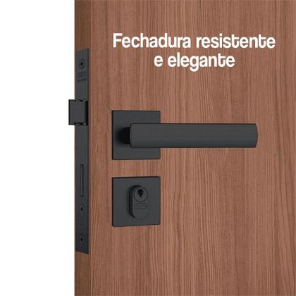 Imagem de Fechadura Externa Porta Ferro Madeira Preto fosco Stam