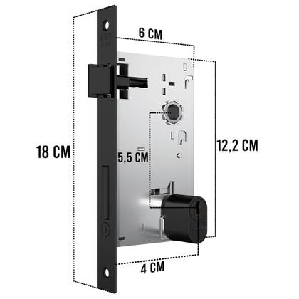 Imagem de Fechadura Externa Porta Ferro Madeira Preto fosco Stam