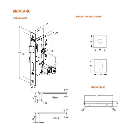 Imagem de Fechadura Externa Porta Ferro Madeira Preto fosco Stam