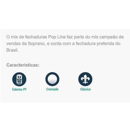 Imagem de Fechadura Externa Soprano Popline Reta Cromada 40X53