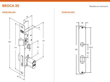 Imagem de Fechadura externa stam 603/03 linha serralheiro espelho branco