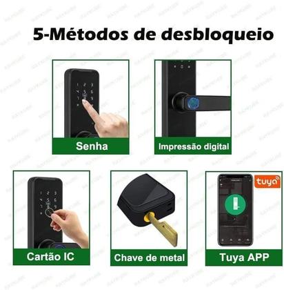 Imagem de Fechadura Inteligente Digital Eletrônica com Câmera e Campainha Tuya Biometria JWCOM H-12