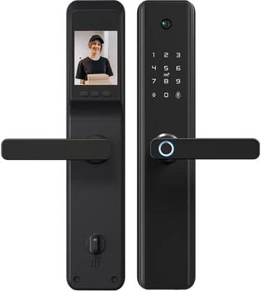 Imagem de Fechadura Inteligente Digital Eletrônica com Câmera e Campainha Tuya Biometria JWCOM H-12