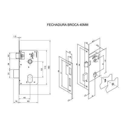 Imagem de Fechadura Interna Espelho Aço 40mm Mgm Stilo