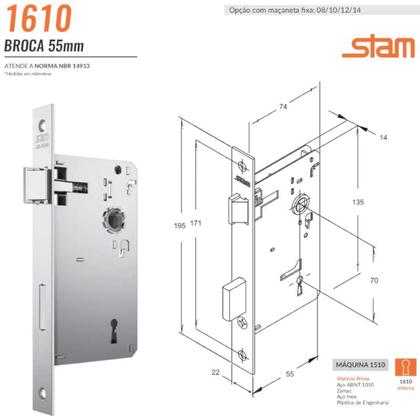 Imagem de Fechadura interna oxidado 55mm Stam 1610/09