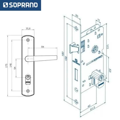 Imagem de Fechadura interna popline reta cromado esp26 40x53 soprano