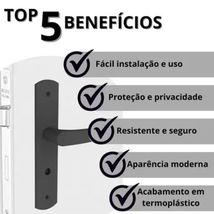 Imagem de Fechadura Ipanema Reta Banheiro Interno Preto Esp27 Soprano